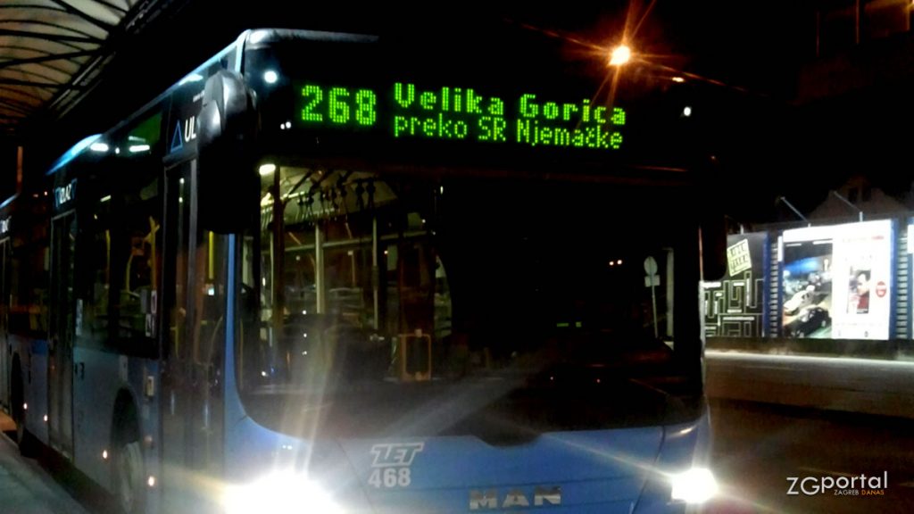 noćna autobusna linija 268 glavni kolodovor - velika gorica | ZET Zagreb