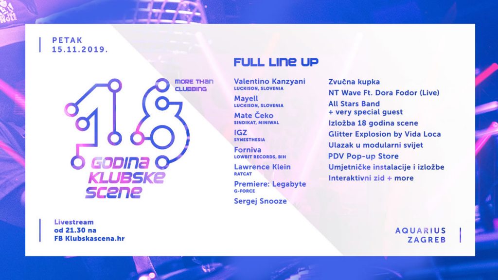 more than clubbing / 18 godina klupske scene / aquarius zagreb 2019