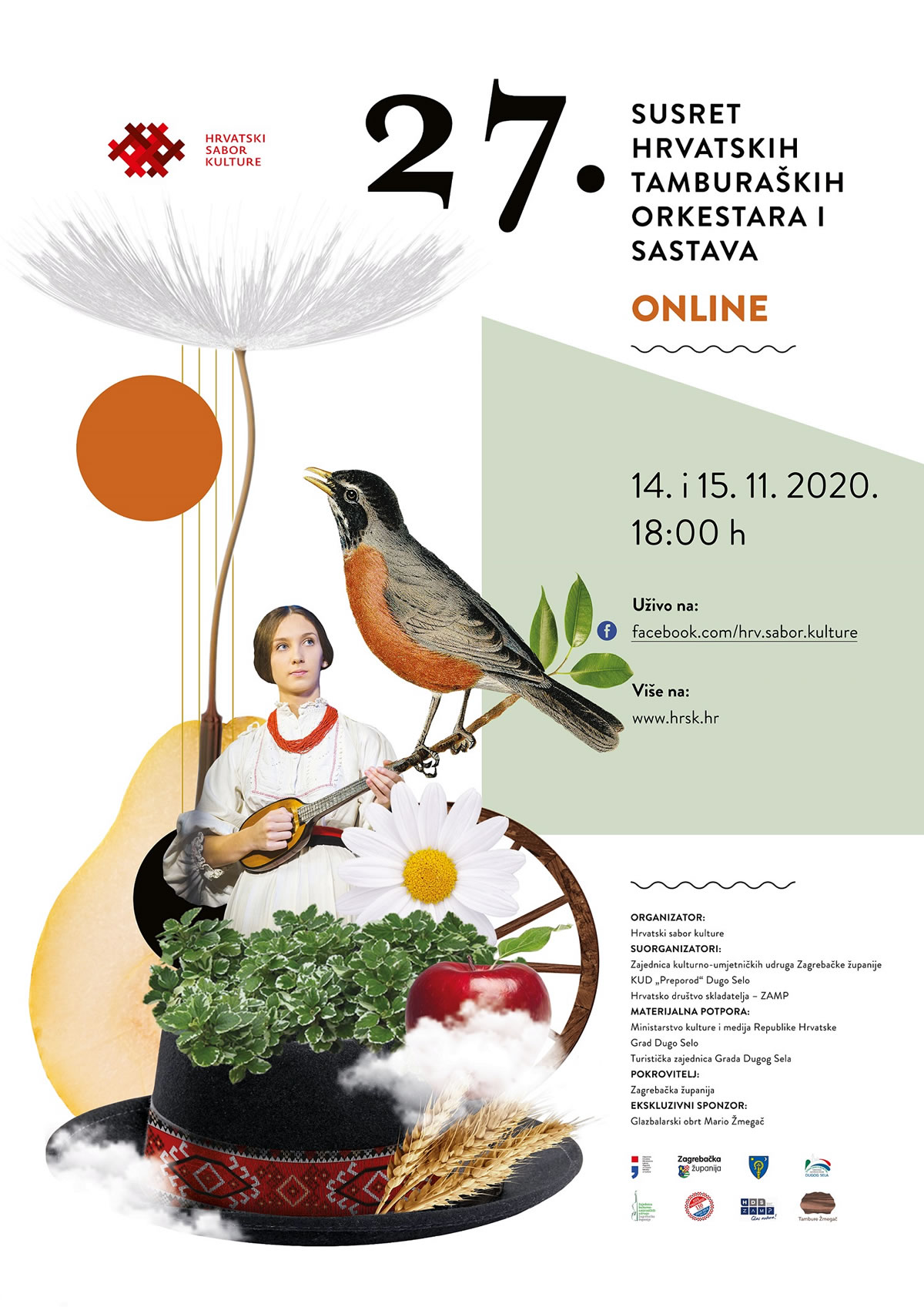 najavni plakat - 27. susret hrvatskih tamburaških orkestara - 2020