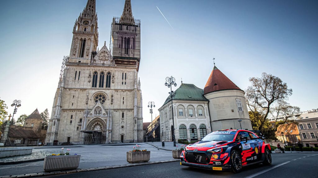 hyundai i20 wrc | zagreb cathedral | wrc croatia rally 2021