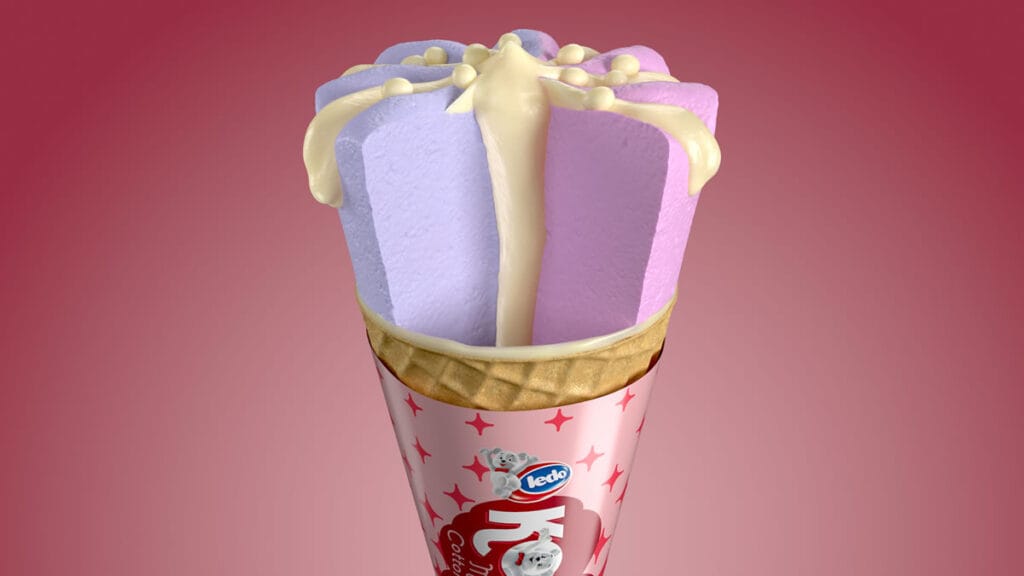 sladoled u kornetu "ledo malina cotton candy" | 2023.