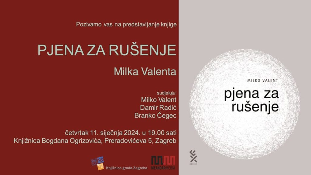 milko valent - knjiga "pjena za rušenje" | knjižnica bogdan ogrizović zagreb | 11.01.2024.