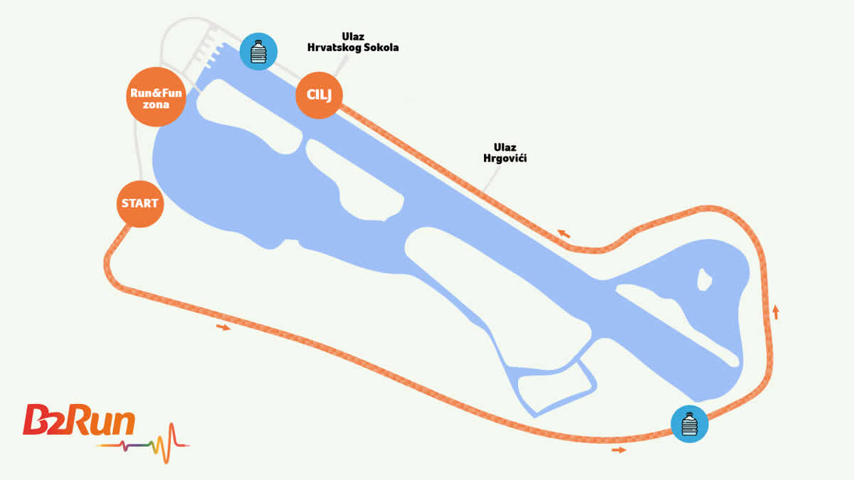 b2run zagreb 2025 | karta trkaće staze oko jaruna