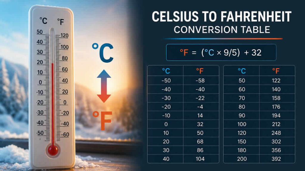 celsius to fahrenheit conversion table | 2026.