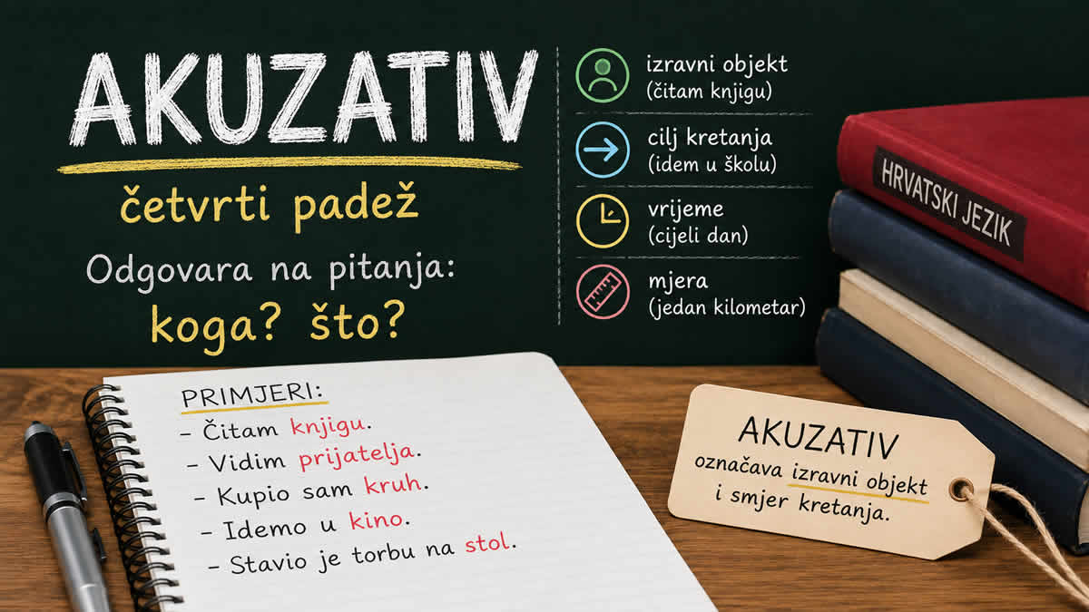 Akuzativ | Četvrti padež koji označava izravni objekt i smjer kretanja u hrvatskom jeziku