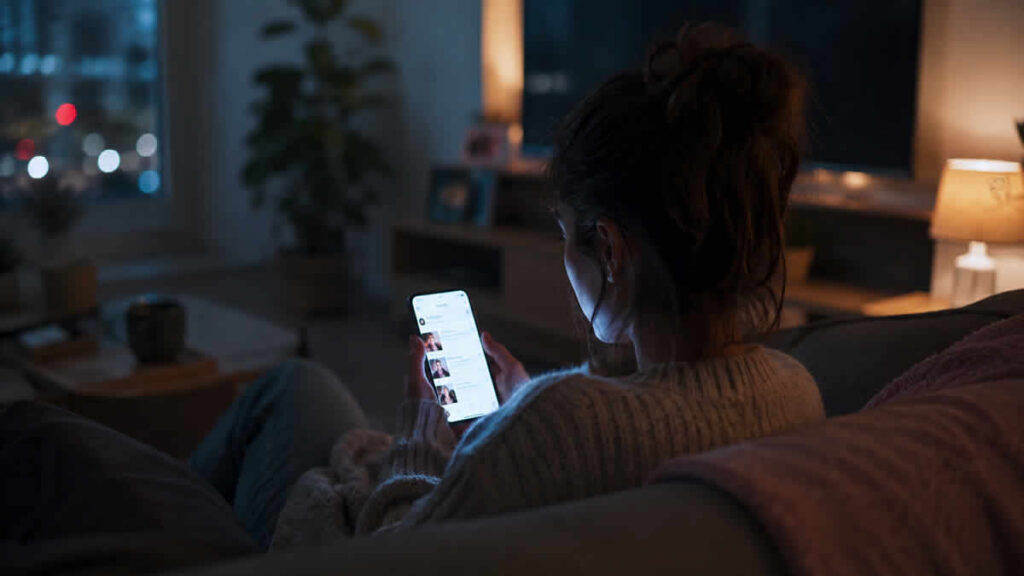 oomscrolling | woman scrolling social media on a smartphone