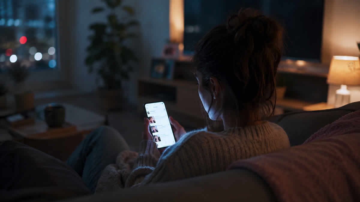 oomscrolling | woman scrolling social media on a smartphone