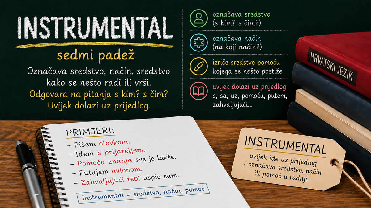 Instrumental | Sedmi padež koji označava sredstvo, društvo i način na koji se radnja odvija