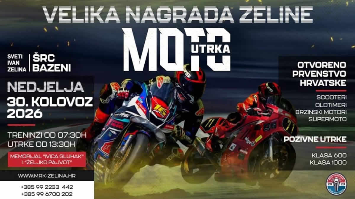 Velika nagrada Zeline 2026 | Moto spektakl donosi vrhunske utrke, adrenalin i zabavu u nedjelju, 30. kolovoza