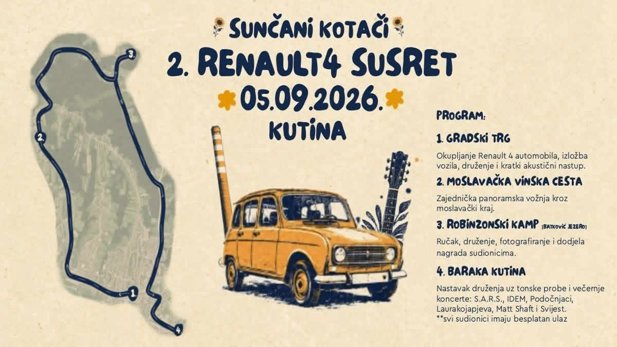sunčani fest 2026 | 2. susret renault 4 - sunčani kotači