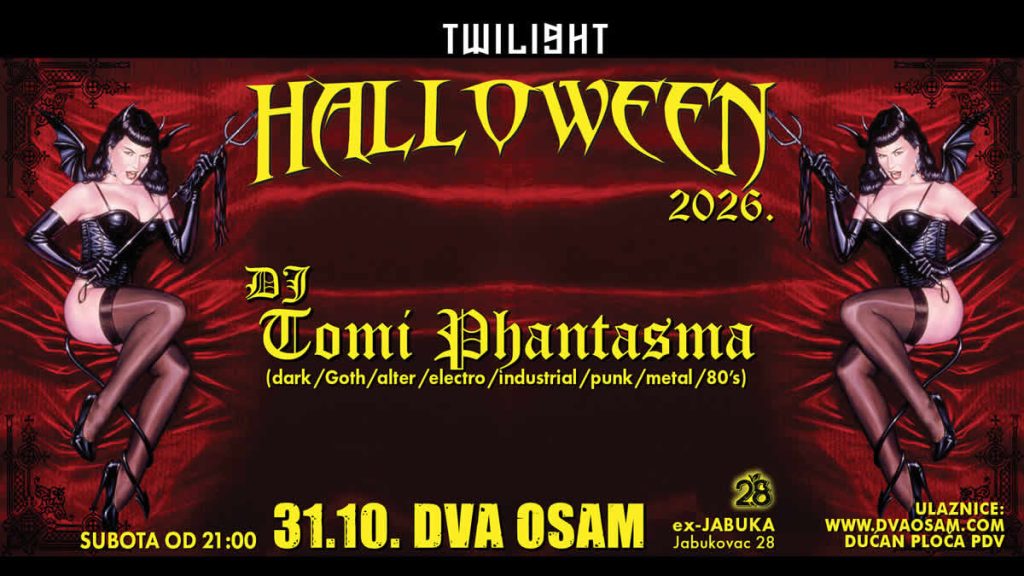 twilight halloween party 2026 | klub dva osam zagreb