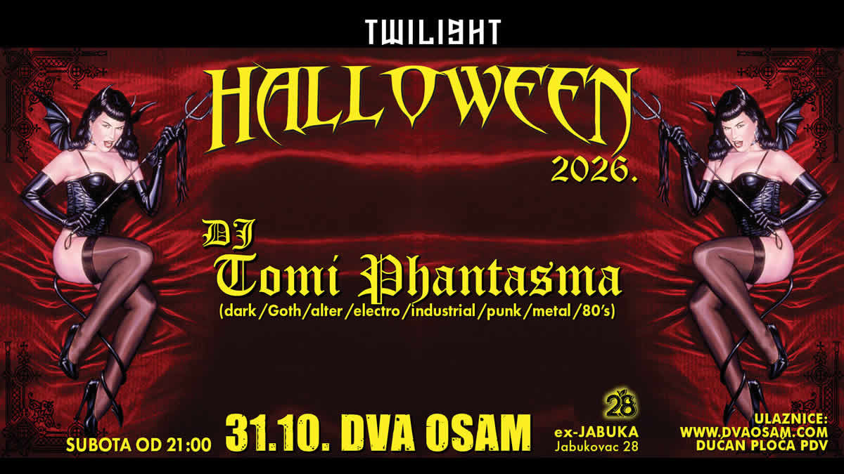 twilight halloween party 2026 | klub dva osam zagreb